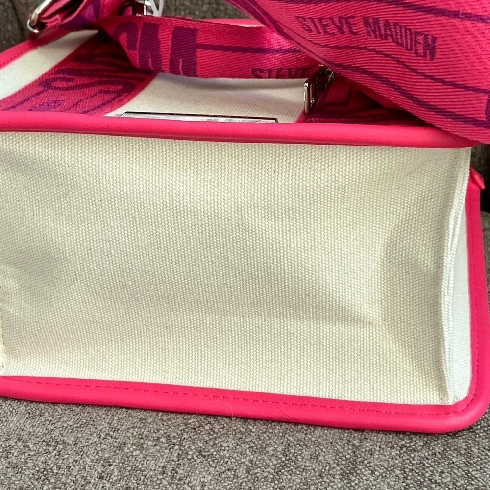 NWT Steve Madden bwebber satchel pink flash canvas crossbody tote bag